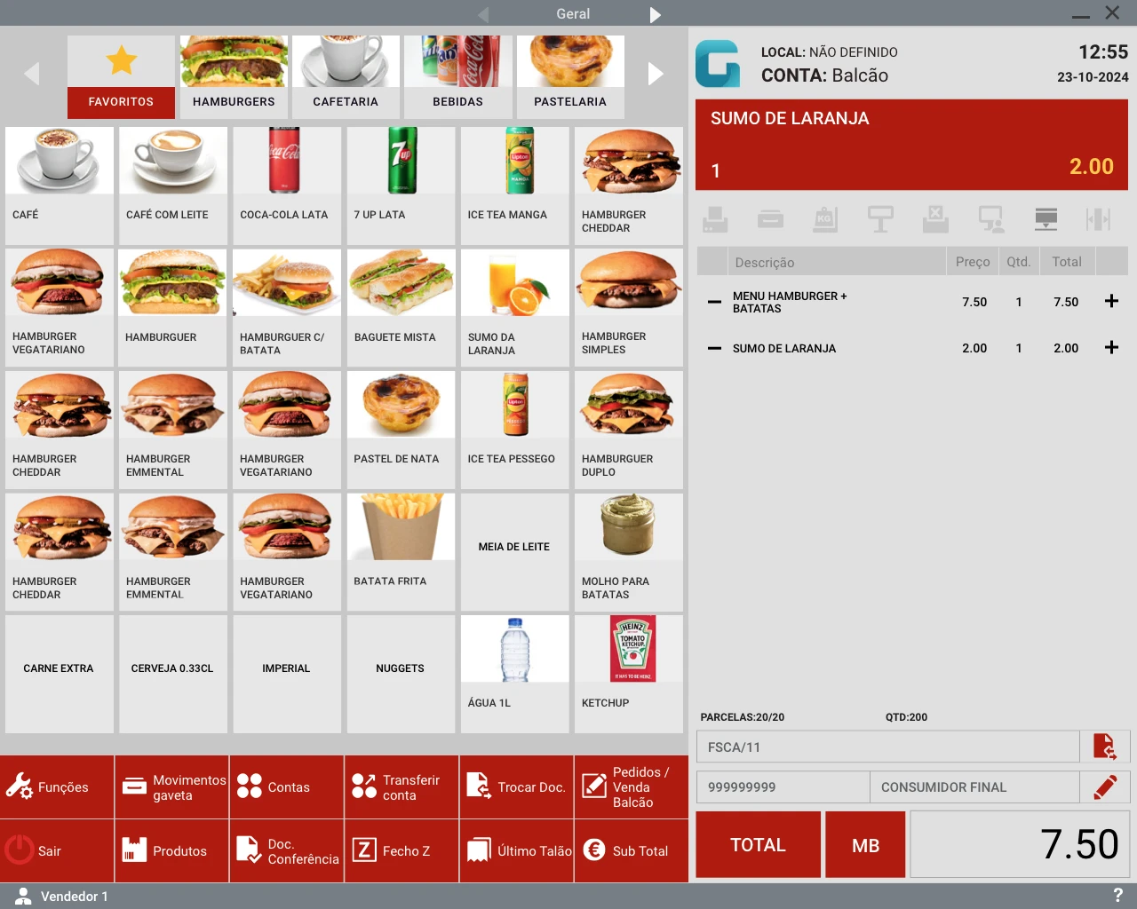 Software de faturação para hamburguerias