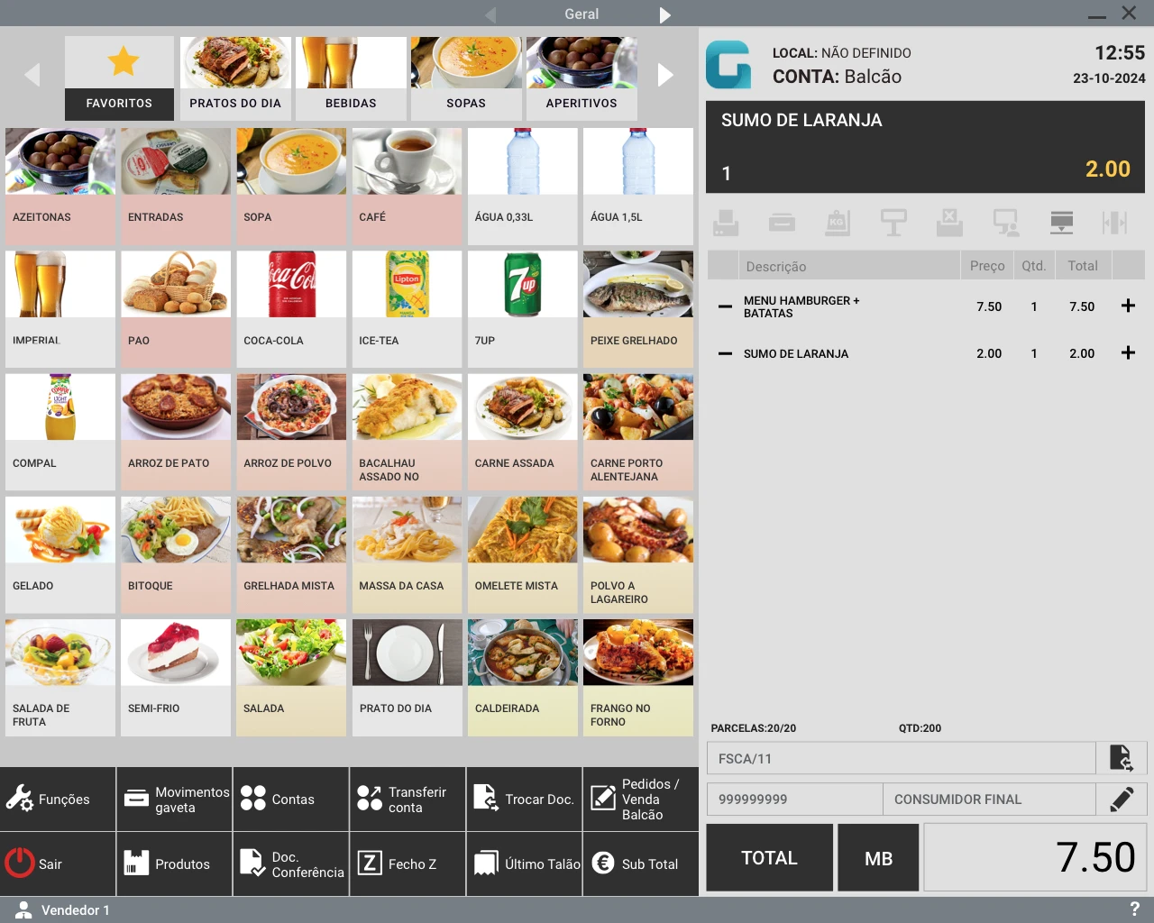 Software de faturação para take-away