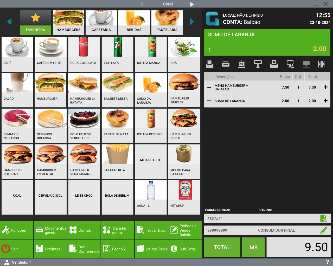 Software de faturação para Snack-bares